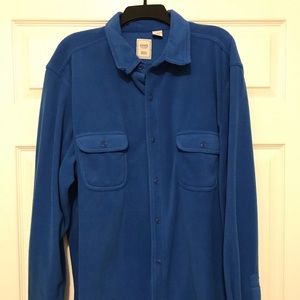 Chaps Men’s 2X Blue Microfleece Button Up Shirt Long Sleeve